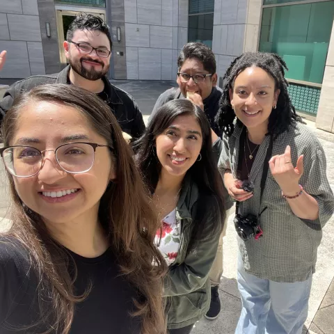 Group of scholars taking selfie